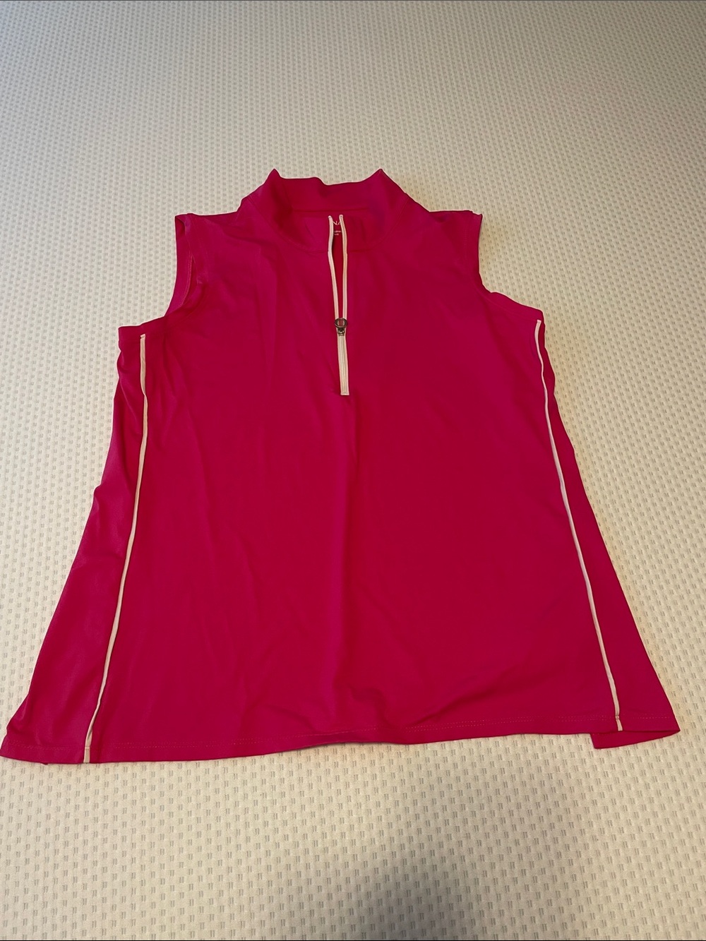 Kinona Hot Pink Sleeveless Athletic Tank with White Trim